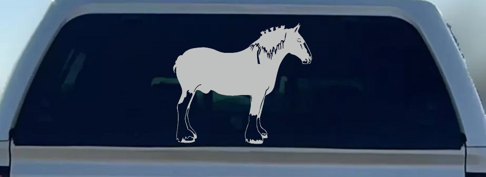Clydesdale Horse Car or Truck Window Decal Sticker (Light Gray)