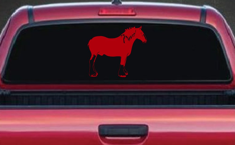 Clydesdale Horse Car or Truck Window Decal Sticker (Red)