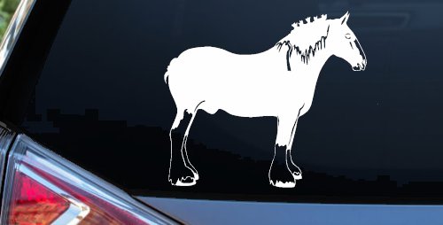 Clydesdale Horse Car or Truck Window Vinyl Decal Sticker (White)