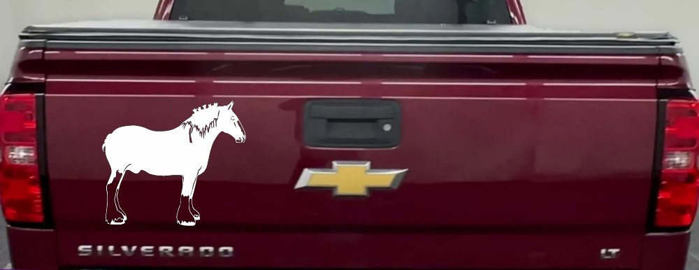 Clydesdale Horse Car or Truck Window Decal Sticker (White)