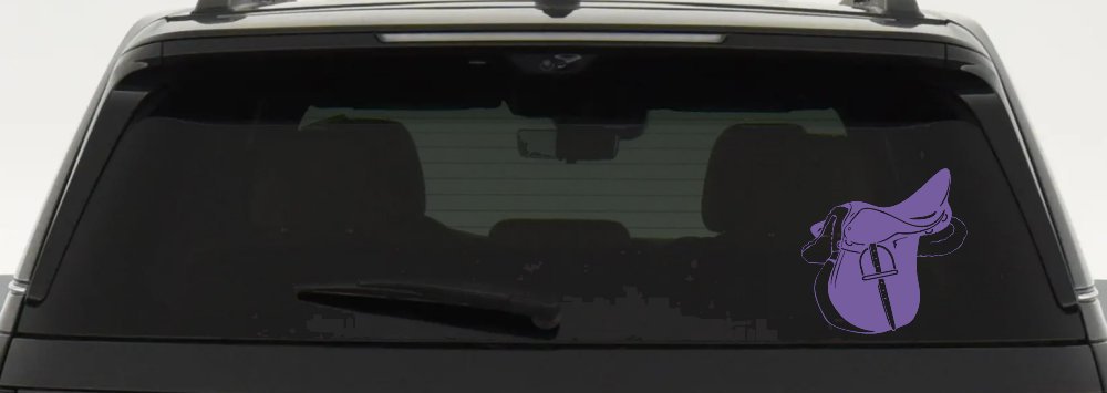 Horse Saddle Western Car or Truck Window Vinyl Decal Sticker (Purple)