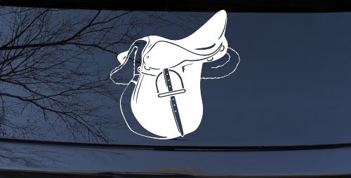 Horse Saddle Western Car or Truck Window Vinyl Decal Sticker (White)