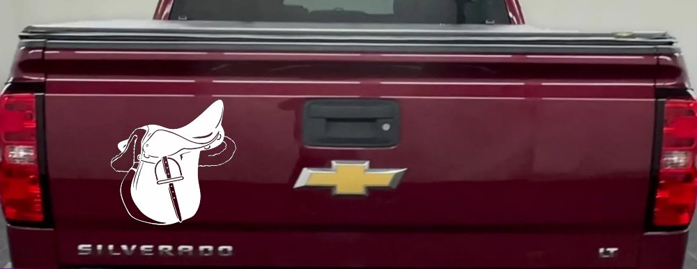 Horse Saddle Western Car or Truck Window Decal Sticker (White)