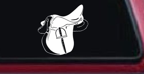 Horse Saddle Western Car or Truck Window Vinyl Decal Sticker (White)