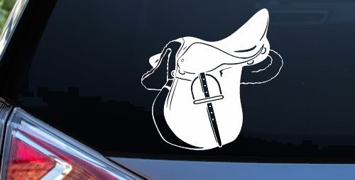 Horse Saddle Western Car or Truck Window Vinyl Decal Sticker (White)