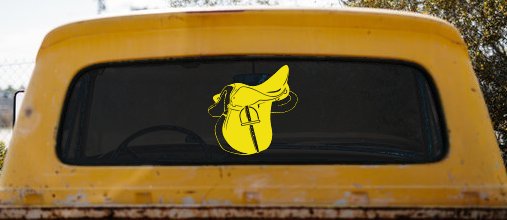 Horse Saddle Western Car or Truck Window Decal Sticker (Yellow)