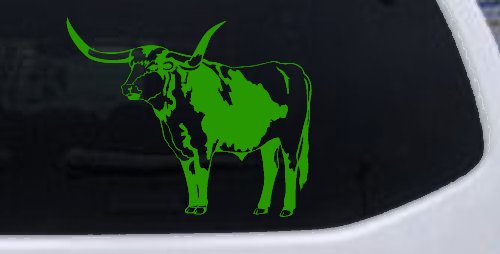 Longhorn Bull Car or Truck Window Decal Sticker (Lime)