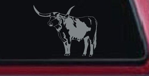 Longhorn Bull Car or Truck Window Decal Sticker (Telegrey)