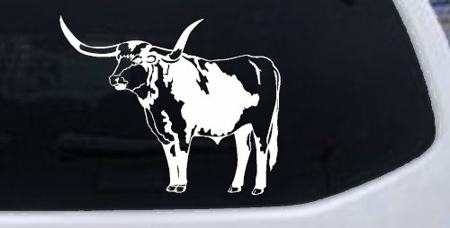 Longhorn Bull Car or Truck Window Decal Sticker (White)