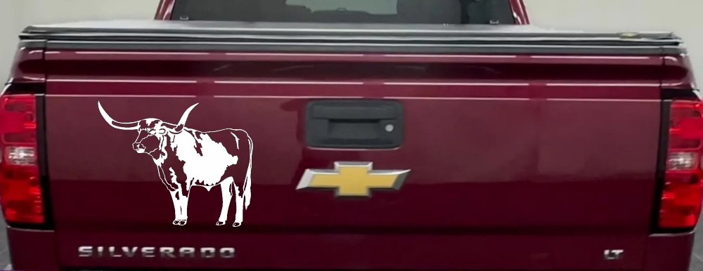 Longhorn Bull Car or Truck Window Decal Sticker (White)