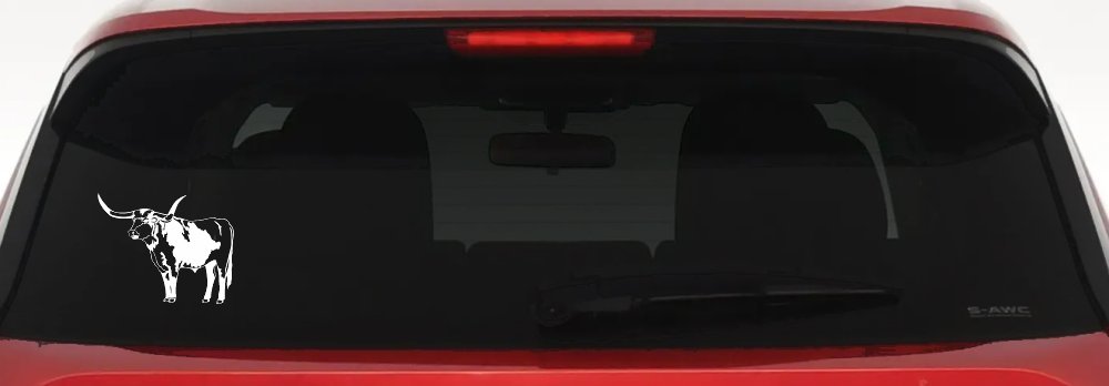 Longhorn Bull Car or Truck Window Vinyl Decal Sticker (White)