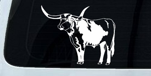 Longhorn Bull Car or Truck Window Decal Sticker (White)