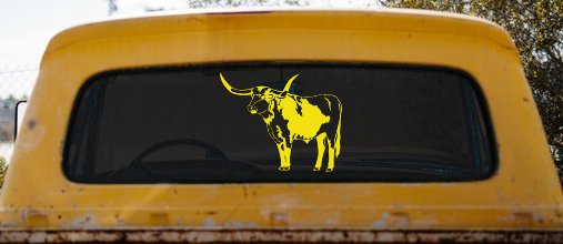 Longhorn Bull Car or Truck Window Decal Sticker (Yellow)
