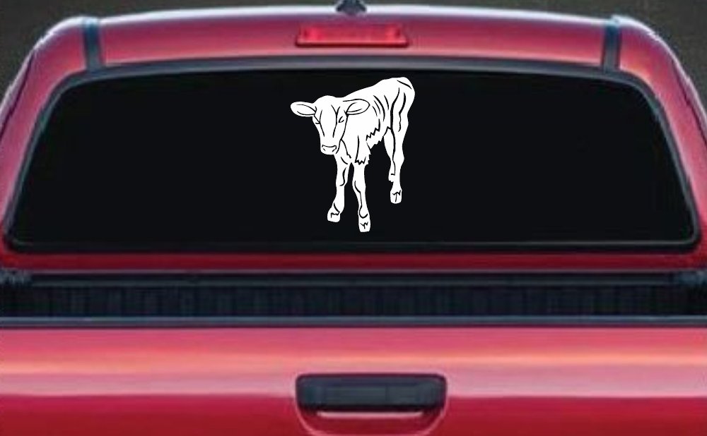 Baby Calf Car or Truck Window Decal Sticker (White)