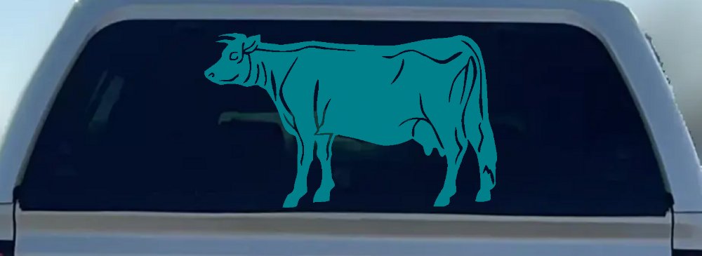 Solid Cow Car or Truck Window Decal Sticker (Turquoise Blue)
