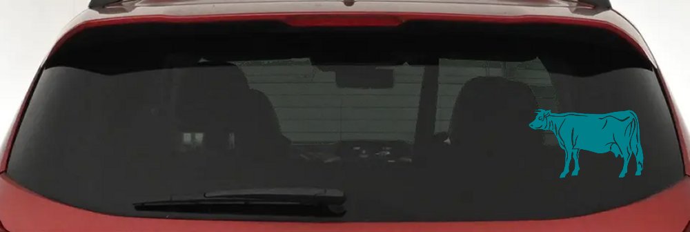 Solid Cow Car or Truck Window Decal Sticker (Turquoise Blue)