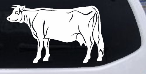 Solid Cow Car or Truck Window Vinyl Decal Sticker (White)