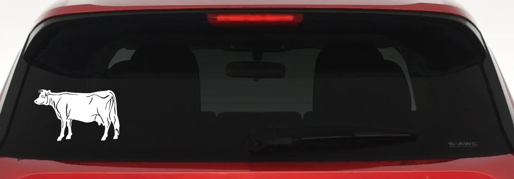 Solid Cow Car or Truck Window Decal Sticker (White)