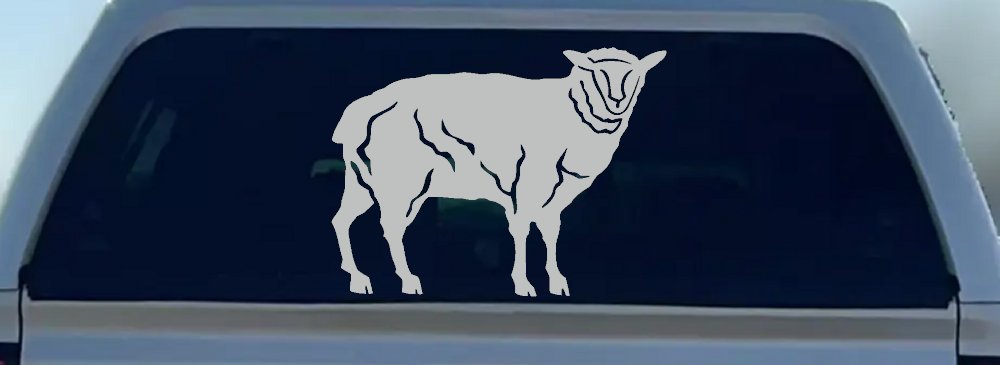 Solid Lamb Car or Truck Window Decal Sticker (Light Gray)