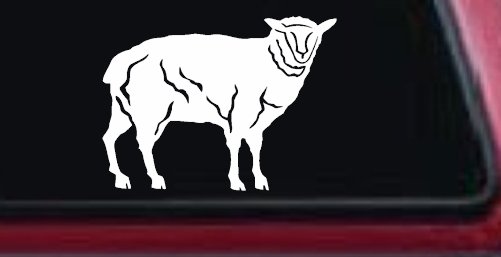 Solid Lamb Car or Truck Window Decal Sticker (White)