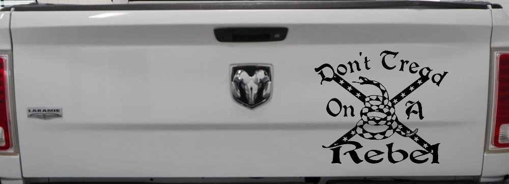 Gadsden Dont Tread On a Rebel Country Car or Truck Window Decal Sticker (Black)
