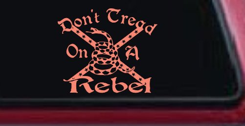 Gadsden Dont Tread On a Rebel Country Car or Truck Window Decal Sticker (Coral)