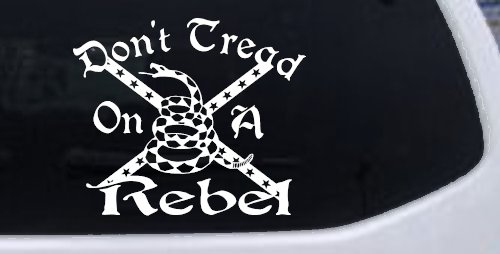 Gadsden Dont Tread On a Rebel Country Car or Truck Window Decal Sticker (White)