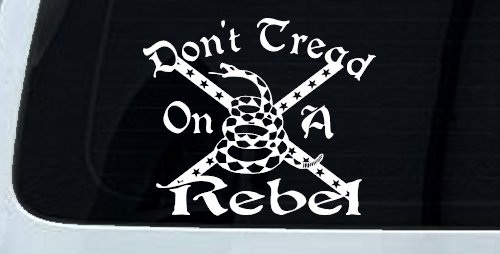 Gadsden Dont Tread On a Rebel Country Car or Truck Window Decal Sticker (White)