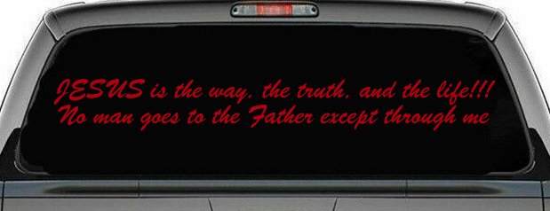 JESUS is the way Christian Car or Truck Window Decal Sticker (Red)
