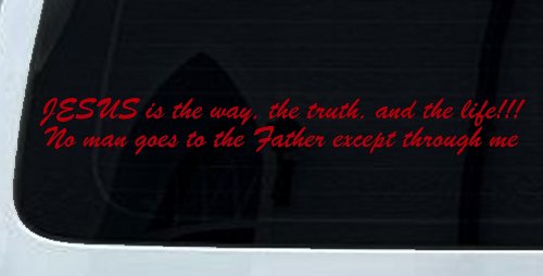 JESUS is the way Christian Car or Truck Window Decal Sticker (Red)