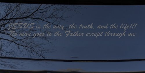 JESUS is the way Christian Car or Truck Window Decal Sticker (Silver)