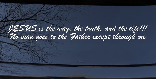 JESUS is the way Christian Car or Truck Window Vinyl Decal Sticker (White)