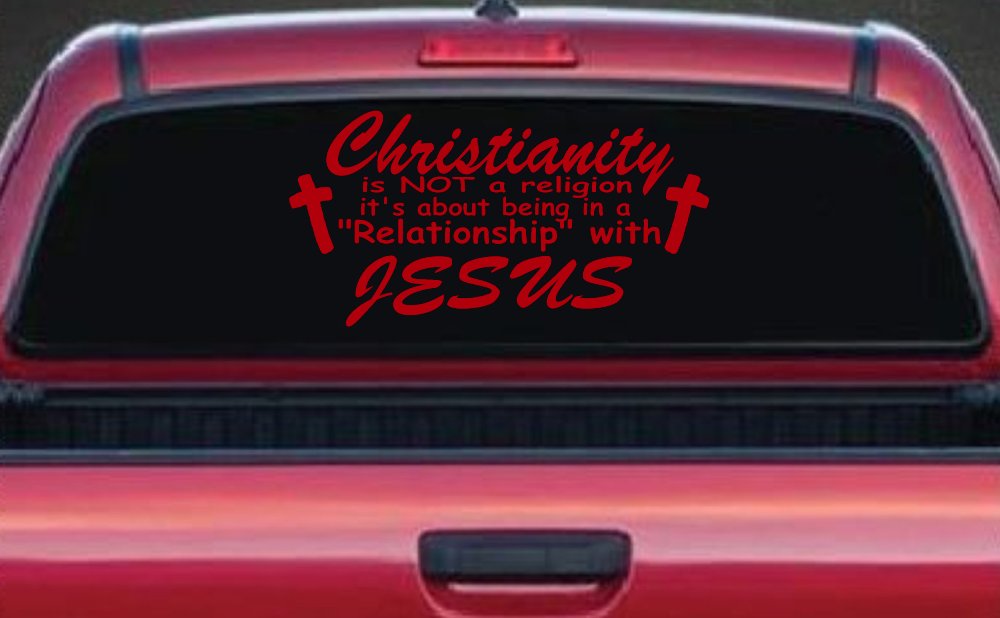 Relationship With Jesus Christian Car or Truck Window Decal Sticker (Red)