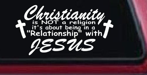 Relationship With Jesus Christian Car or Truck Window Decal Sticker (White)