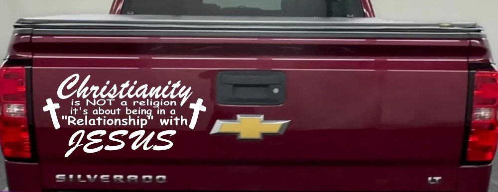 Relationship With Jesus Christian Car or Truck Window Decal Sticker (White)