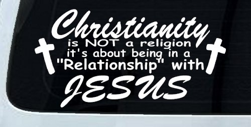 Relationship With Jesus Christian Car or Truck Window Vinyl Decal Sticker (White)