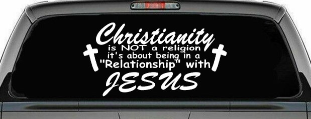 Relationship With Jesus Christian Car or Truck Window Vinyl Decal Sticker (White)
