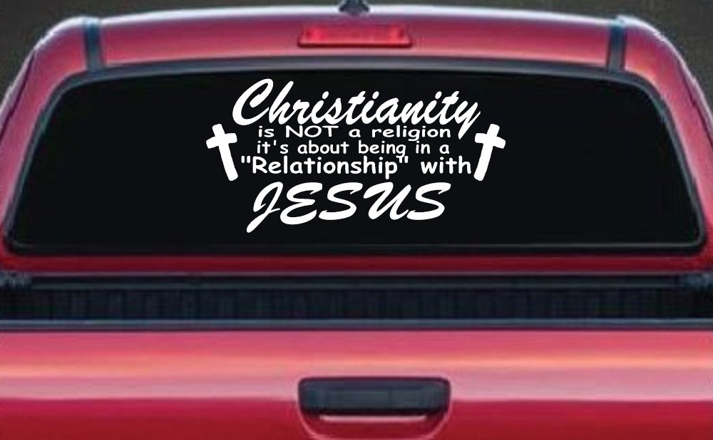 Relationship With Jesus Christian Car or Truck Window Vinyl Decal Sticker (White)