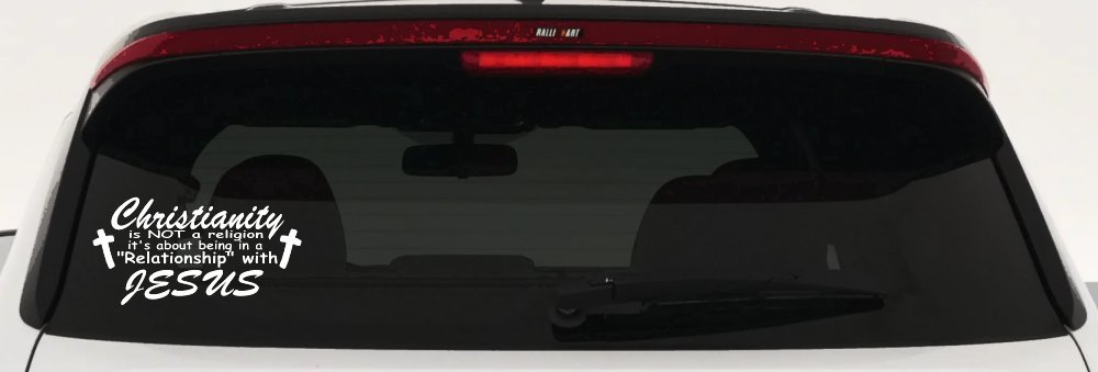 Relationship With Jesus Christian Car or Truck Window Vinyl Decal Sticker (White)
