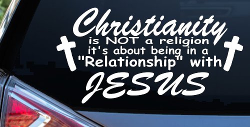 Relationship With Jesus Christian Car or Truck Window Decal Sticker (White)