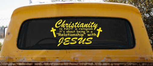 Relationship With Jesus Christian Car or Truck Window Vinyl Decal Sticker (Yellow)