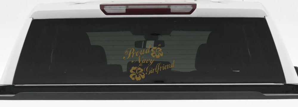 Proud Navy Girlfriend Hibiscus Flowers Military Car or Truck Window Decal Sticker