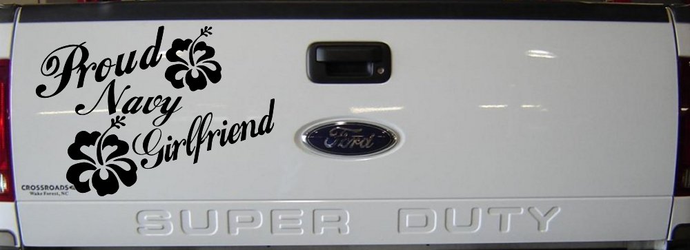 Proud Navy Girlfriend Hibiscus Flowers Military Car or Truck Window Decal Sticker