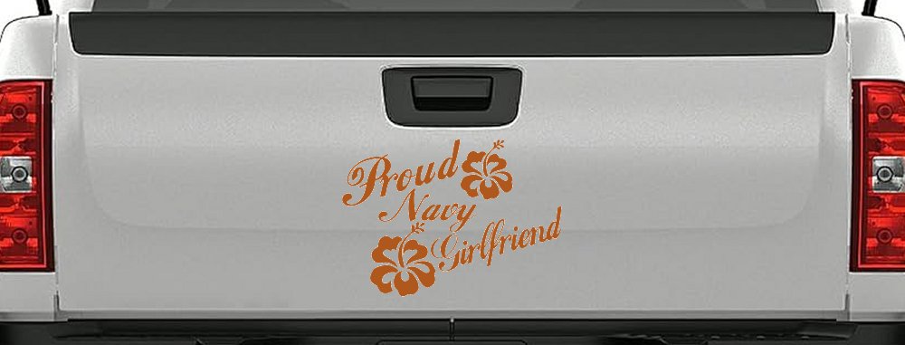 Proud Navy Girlfriend Hibiscus Flowers Military Car or Truck Window Decal Sticker