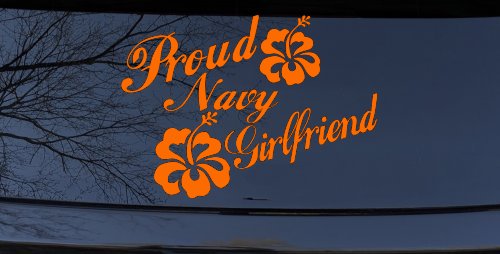 Proud Navy Girlfriend Hibiscus Flowers Military Car or Truck Window Decal Sticker