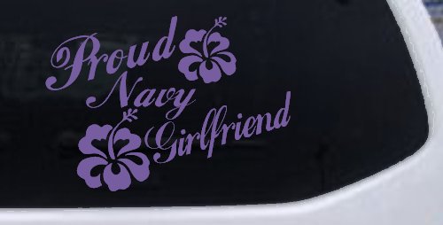 Proud Navy Girlfriend Hibiscus Flowers Military Car or Truck Window Decal Sticker