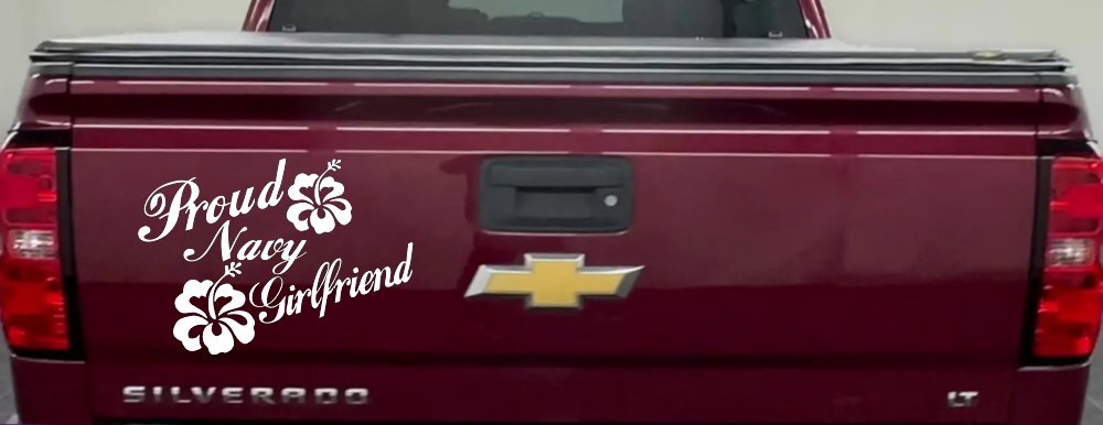 Proud Navy Girlfriend Hibiscus Flowers Military Car or Truck Window Decal Sticker