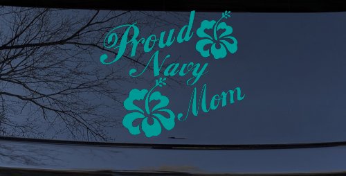 Proud Navy Mom Hibiscus Flowers Military Car or Truck Window Decal Sticker