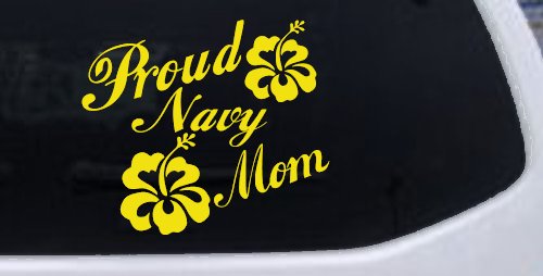 Proud Navy Mom Hibiscus Flowers Military Car or Truck Window Decal Sticker