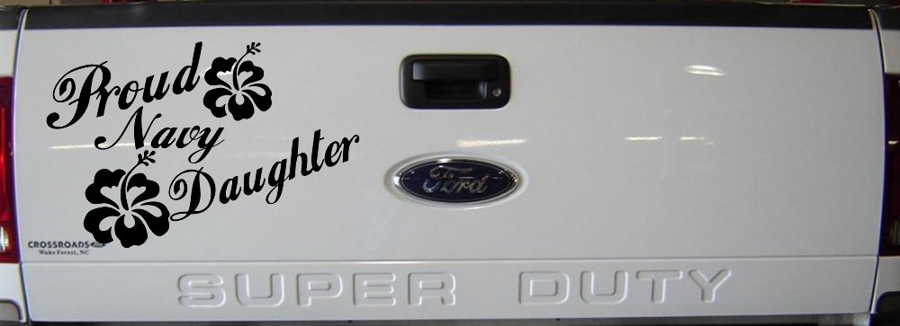 Proud Navy Daughter Hibiscus Flowers Military Car or Truck Window Decal Sticker